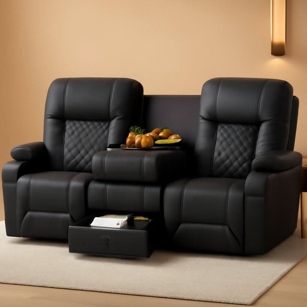 Three Seat Recliner Sofa With Flip Backrest And USB Ports by ShipItFurniture