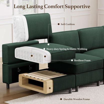 Green Modular Sectional Sofa Featuring Deep Storage by ShipItFurniture