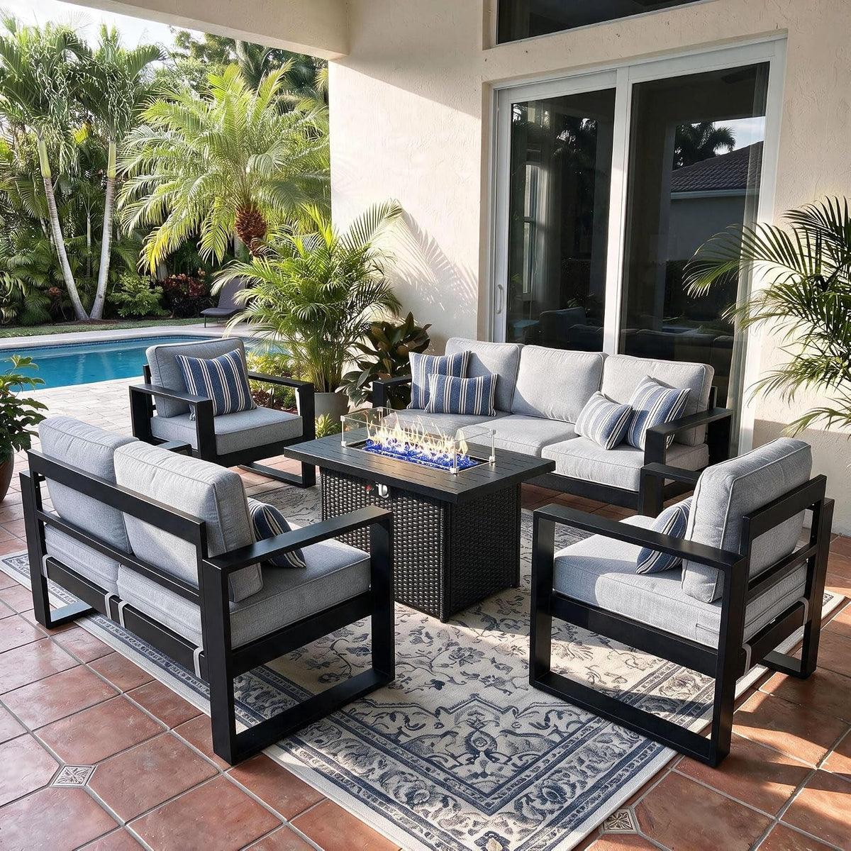 Aluminum Outdoor Conversation Furniture Fire Pit Table by ShipItFurniture