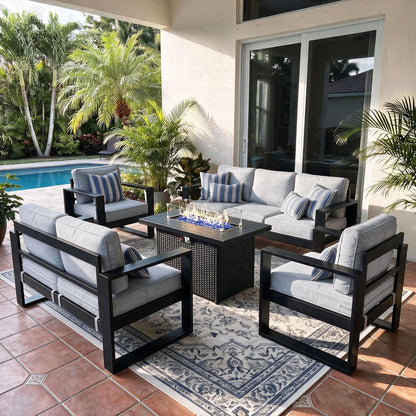 Aluminum Outdoor Conversation Furniture Fire Pit Table by ShipItFurniture