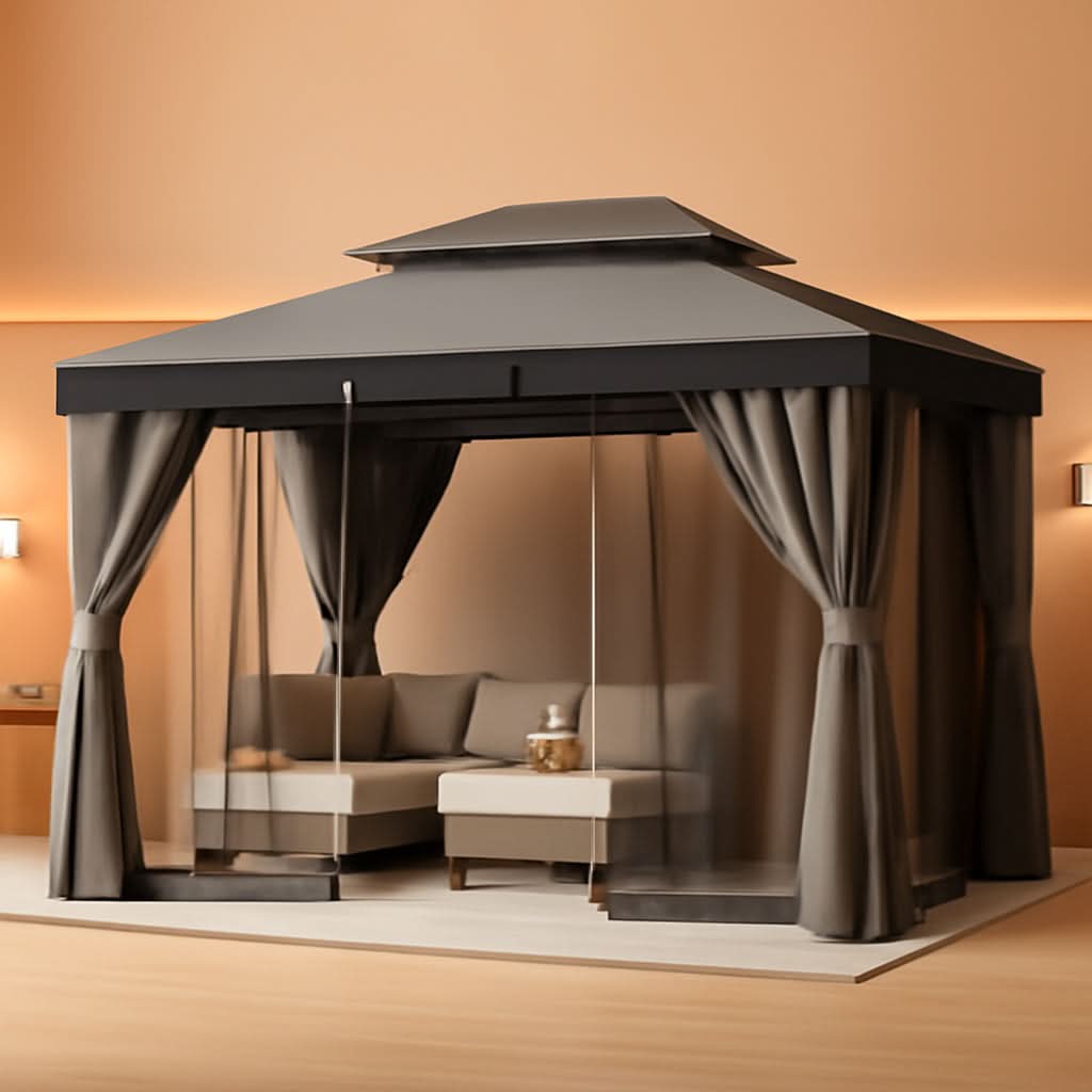 Outdoor Gazebo 10x13 With Mosquito Netting Weatherproof by ShipItFurniture