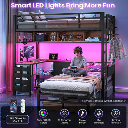 Black Twin Over Twin Bunk Bed Space Saving Storage Solution by ShipItFurniture