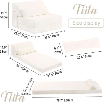 Multifunctional Sleeper Sofa Bed Single Size Beige by ShipItFurniture