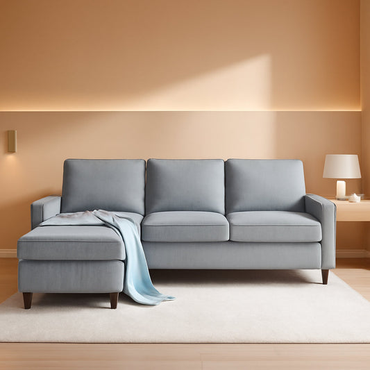Contemporary Gray Sectional Sofa With Storage Ottoman by ShipItFurniture