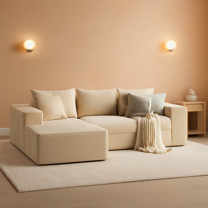 Beige 108 Inches Left Facing Chaise Lounge Sectional Sofa by ShipItFurniture
