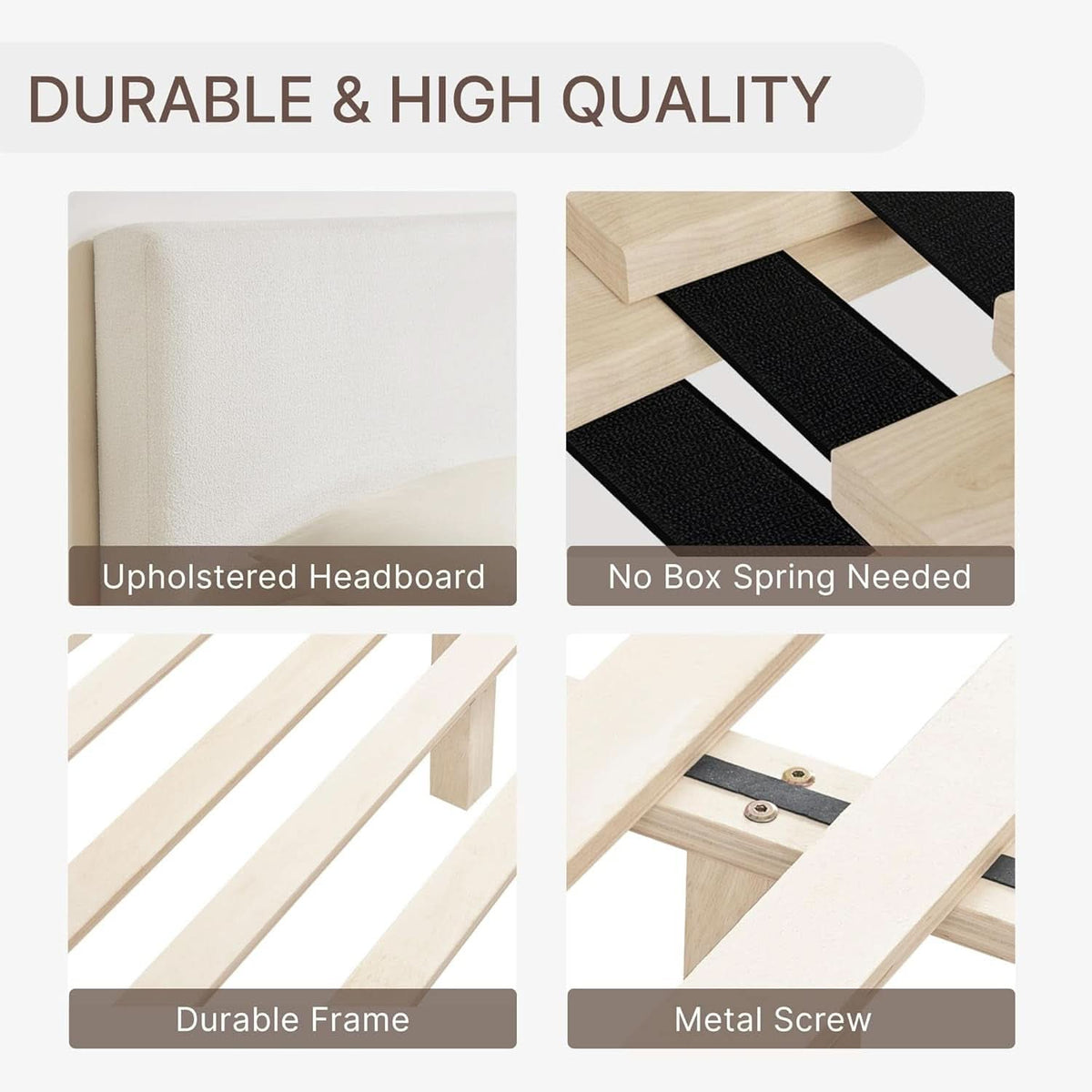 Queen Size Luxurious Upholstered Platform Bed Frame by ShipItFurniture