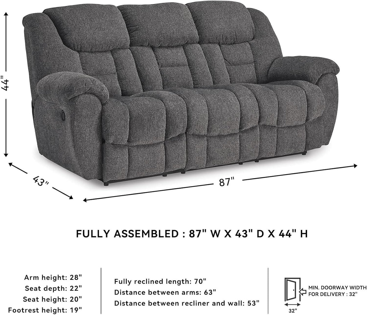 Gray Manual Reclining Sofa Stain Resistant Upholstery by ShipItFurniture