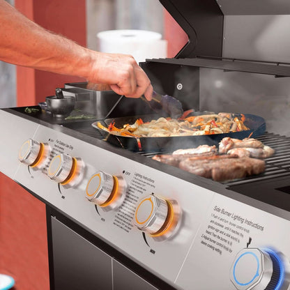 Propane Gas Grill With LED Knobs And Visual Glass Panel Outdoor by ShipItFurniture