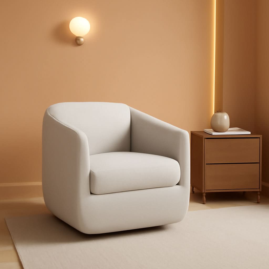 Beige 360 Degrees Swivel Armchairs Fully Assembled by ShipItFurniture