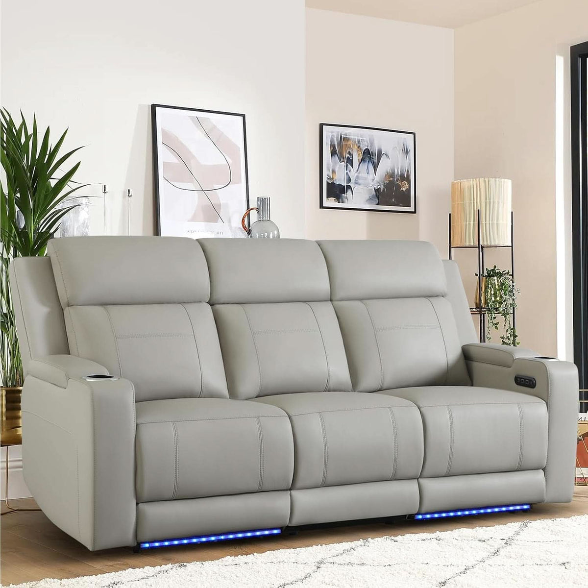 Power Recliner Sofa With Adjustable Headrest USB Charging by ShipItFurniture