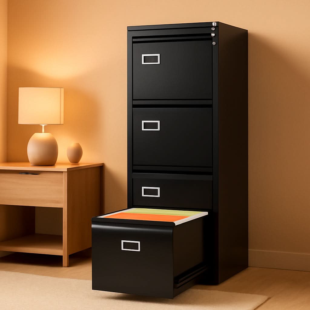 Four Drawer Filing Cabinet With Lock For Home Office by ShipItFurniture