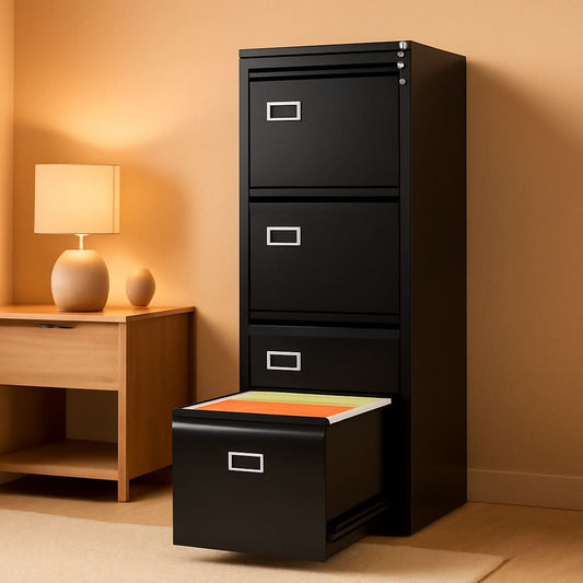 Four Drawer Filing Cabinet With Lock For Home Office by ShipItFurniture