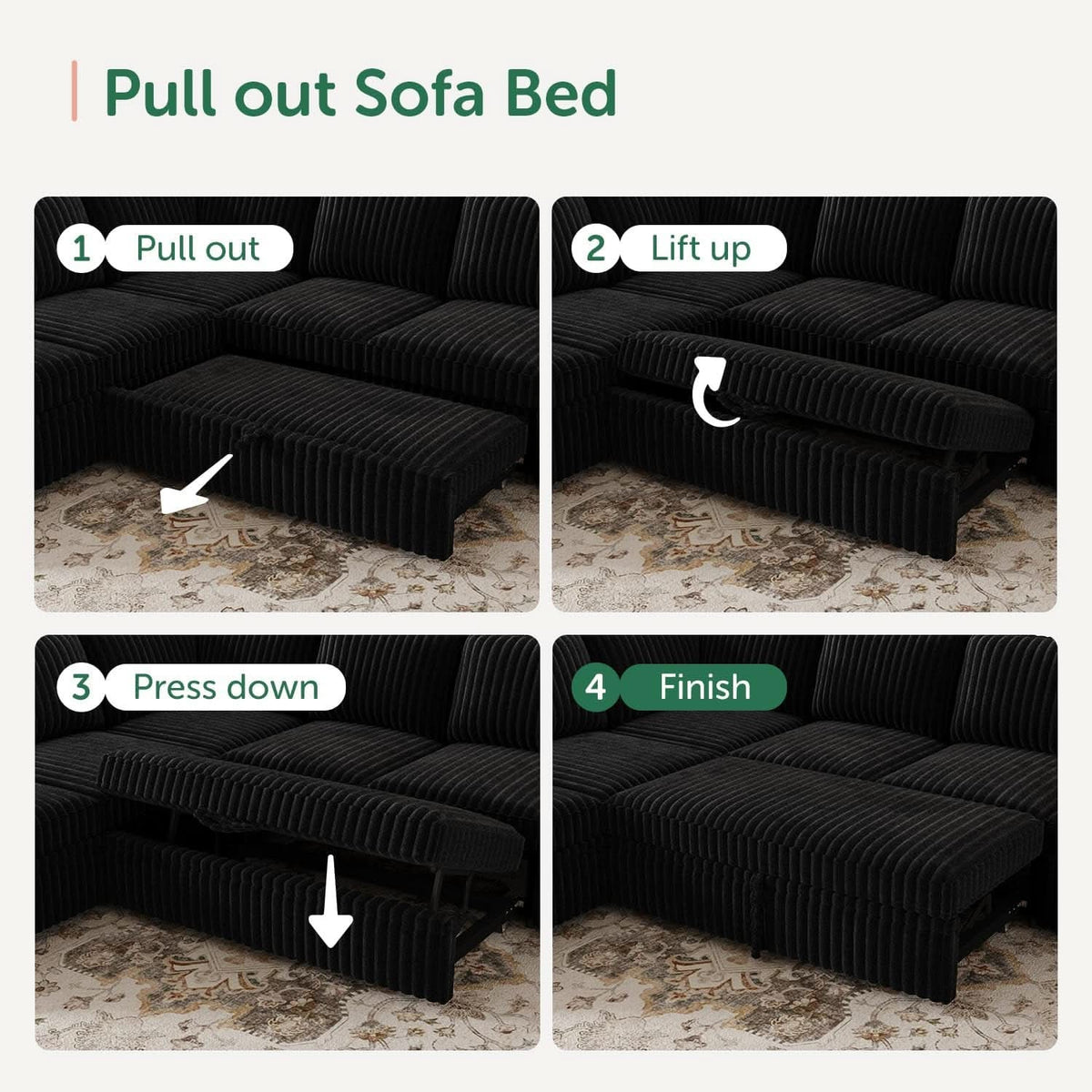Modular Sleeper Sectional Sofa Charcoal With Storage by ShipItFurniture
