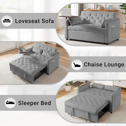 Grey Adjustable Backrest Convertible Sleeper Sofa Bed by ShipItFurniture