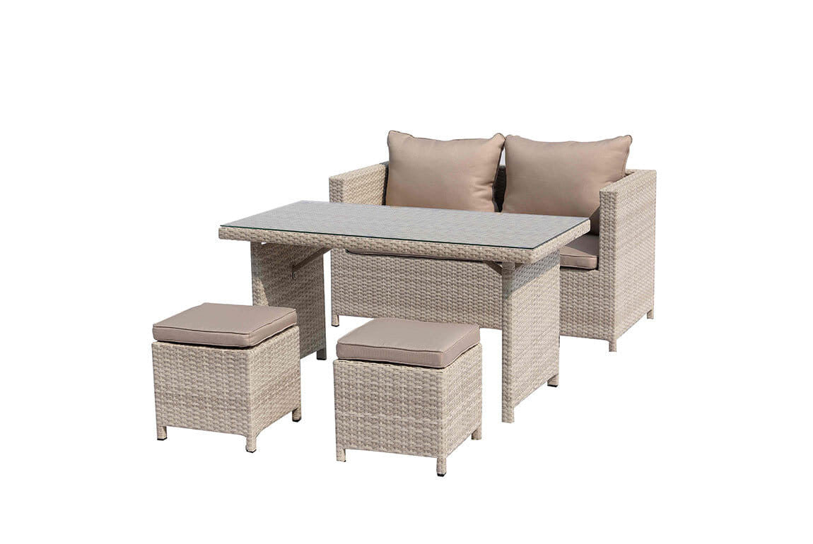 50" Beige Glass And Iron Coffee Table by SataTrade-U.S LLC
