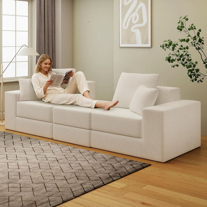 Beige Modular Sectional Sofa With Reversible Chaise by ShipItFurniture