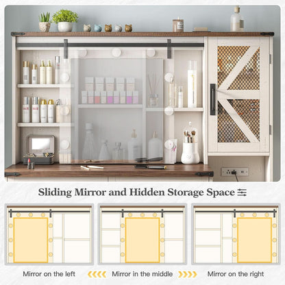 Celestial White Makeup Vanity Desk With Illumination by ShipItFurniture