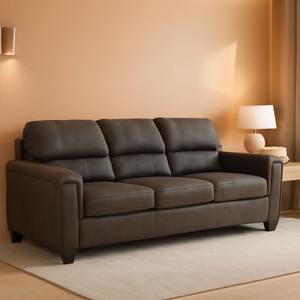 Queen Faux Leather Contemporary Sleeper Couch Gray by ShipItFurniture