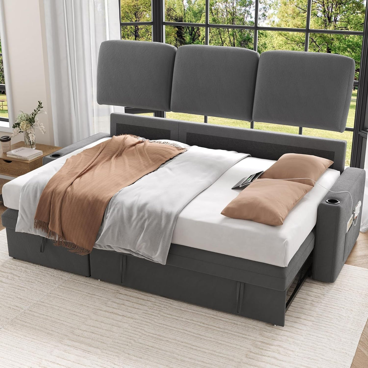 87 Inch Multi Functional Velvet Sleeper Sofa With Storage by ShipItFurniture