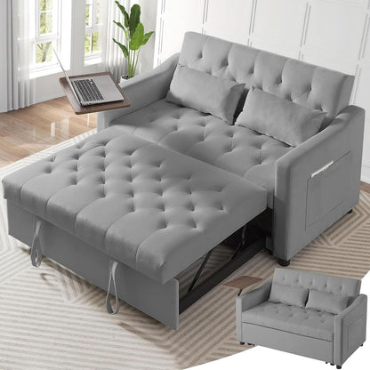 Grey Adjustable Backrest Convertible Sleeper Sofa Bed by ShipItFurniture