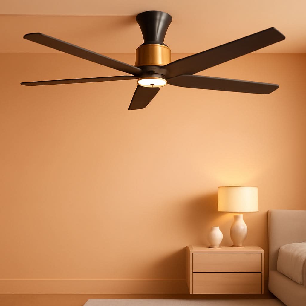 52 Inch Black-Gold Ceiling Fan with Lights and Remote by ShipItFurniture