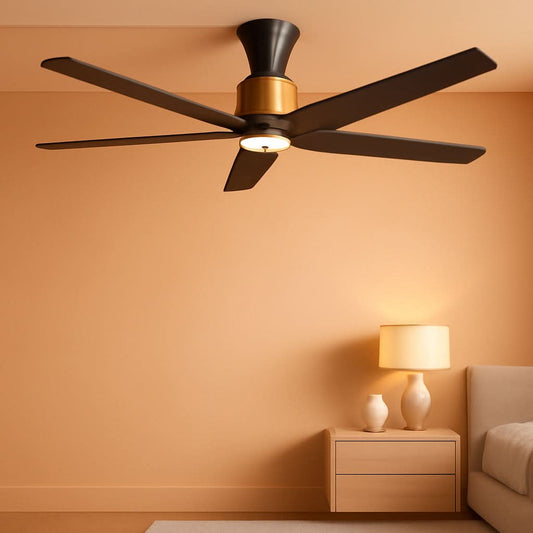 52 Inch Black-Gold Ceiling Fan with Lights and Remote by ShipItFurniture