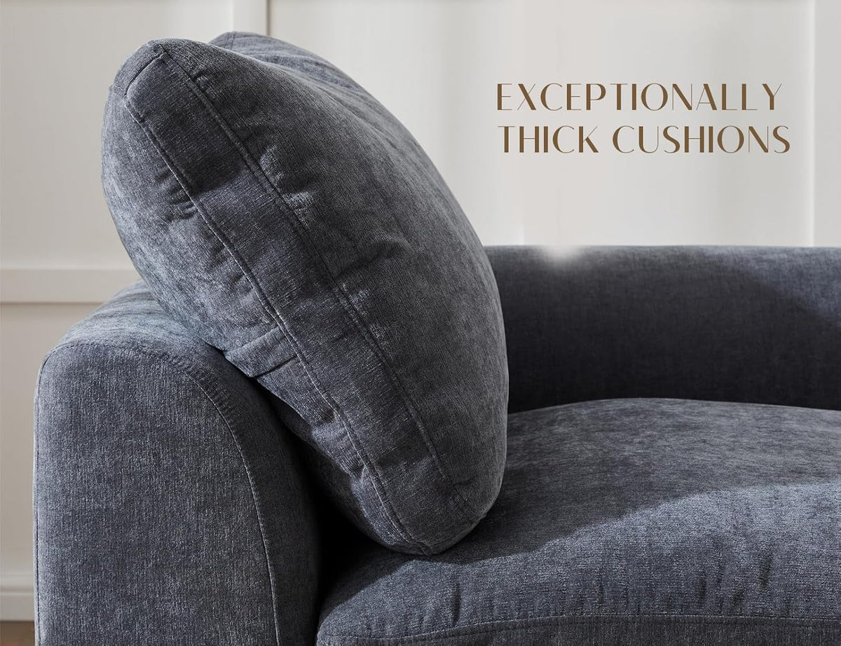 110 Inch Cloud Convertible Sectional Sofa Grey Fabric by ShipItFurniture
