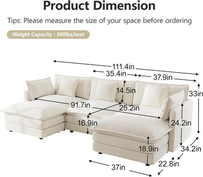 Beige Chenille 111.5 Inches Modular Sectional Sofa by ShipItFurniture
