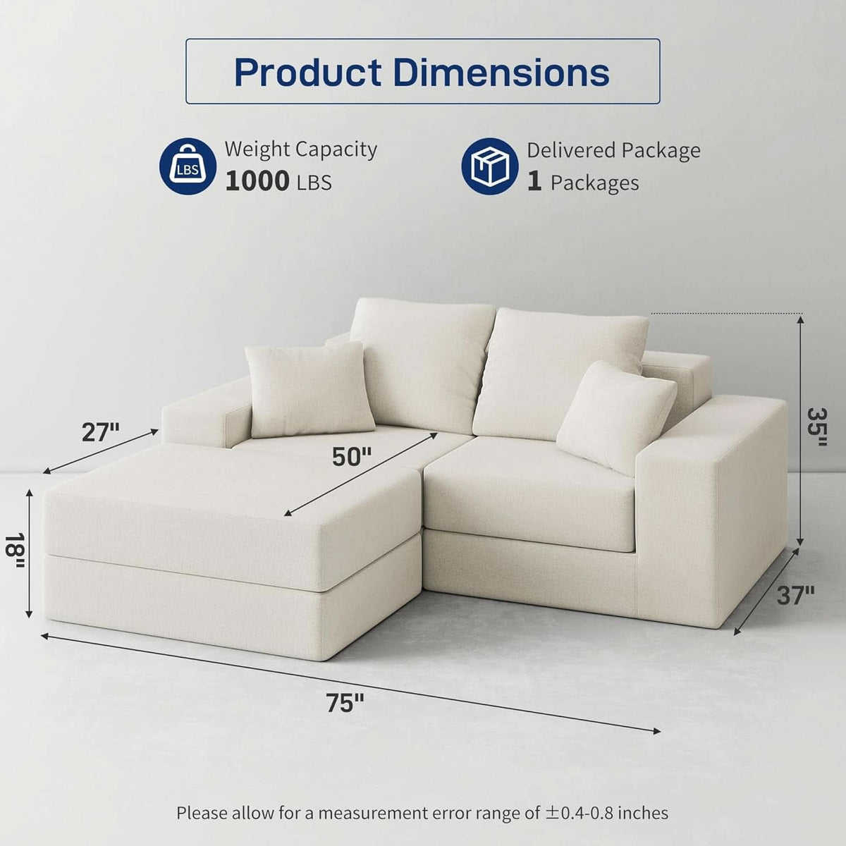 Beige Modular Sectional Sofa With Reversible Chaise by ShipItFurniture