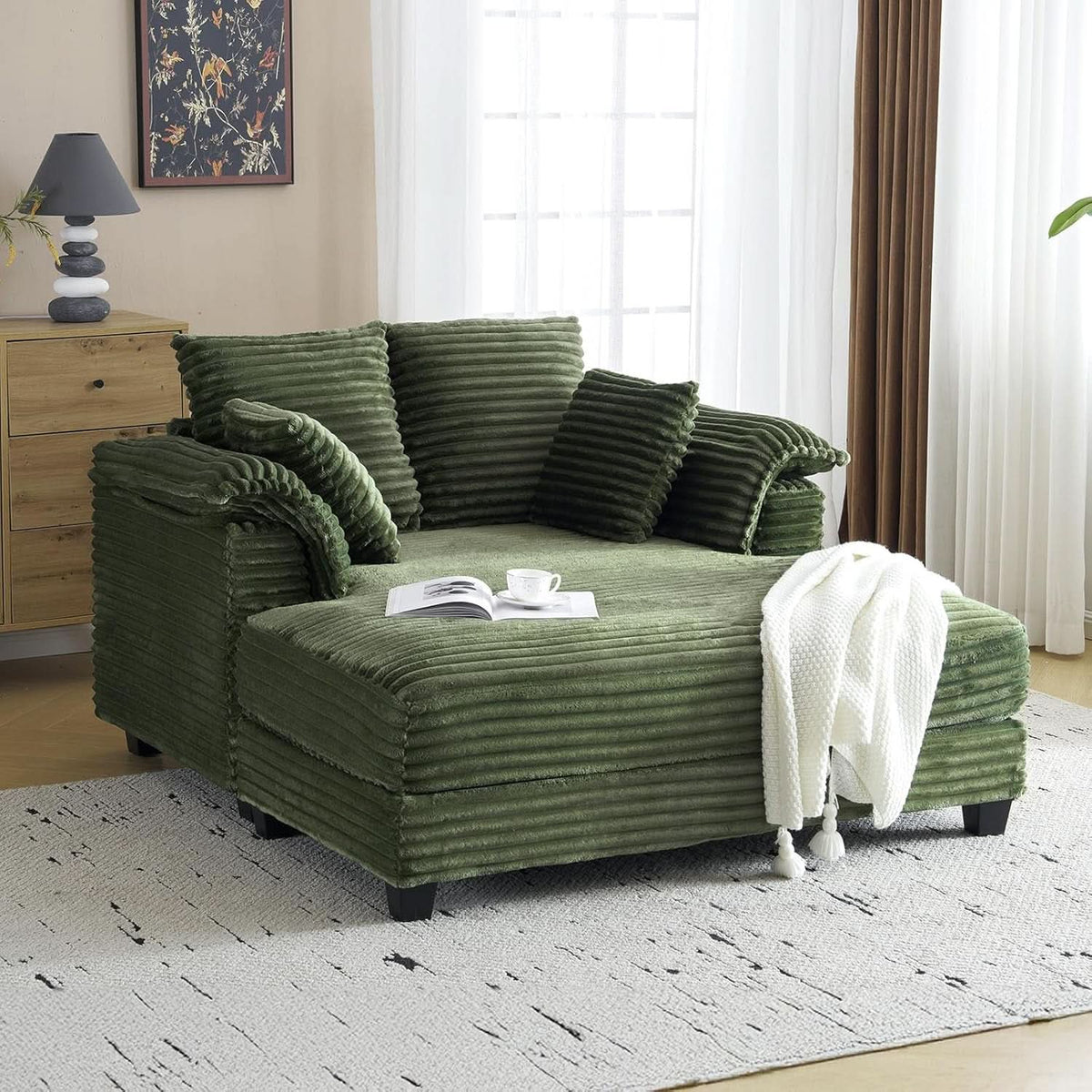 56-Inch Oversized Corduroy Lounge Chair With Armrests by ShipItFurniture