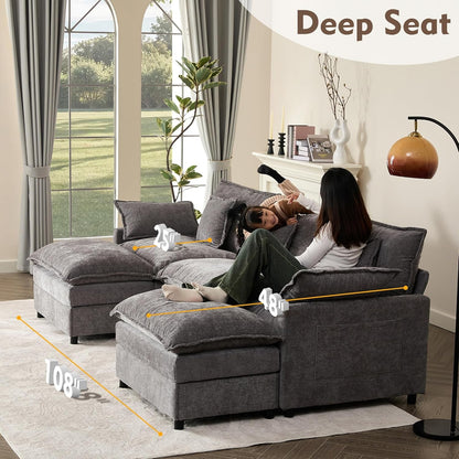 108 Inch U Shaped Ultra Modular Sofa Slate Chenille Fabric by ShipItFurniture