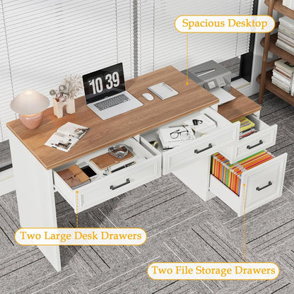 61 Inch Distressed Farmhouse Computer Desk Storage by ShipItFurniture