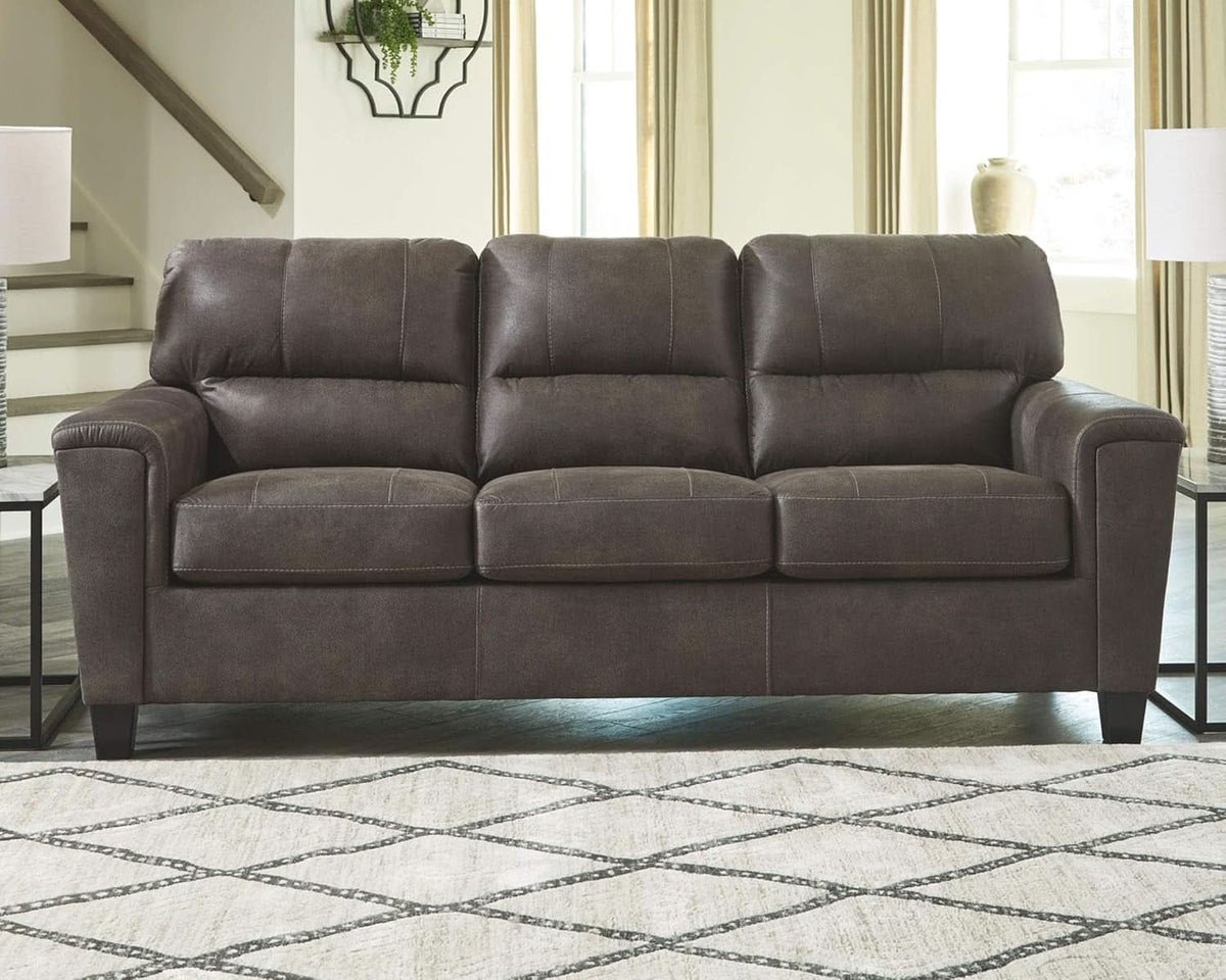 Queen Faux Leather Contemporary Sleeper Couch Gray by ShipItFurniture