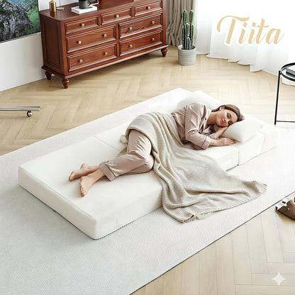 Multifunctional Sleeper Sofa Bed Single Size Beige by ShipItFurniture