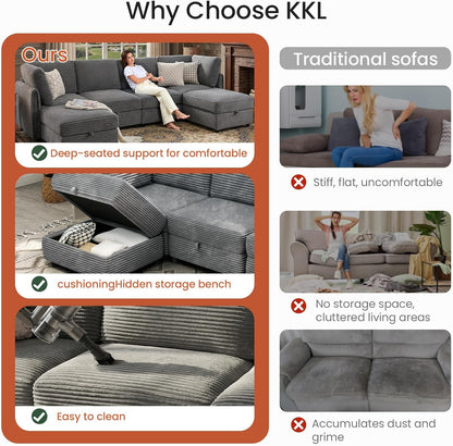 Gray Modular Sectional Sofa With Hidden Compartment by ShipItFurniture