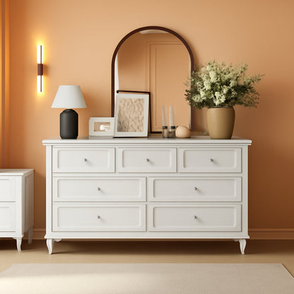 9 Drawer Dresser for Bedroom, White Dresser with Rubberwood Legs by ShipItFurniture