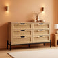 Rattan Open work Braided Chest Of Six Drawers Walnut Finish by ShipItFurniture