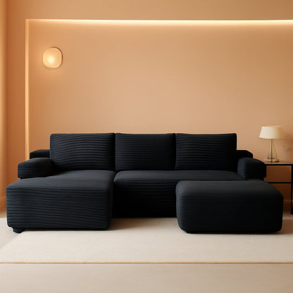Black 96-Inch U-Shape Contemporary Modular Sectional Sofa by ShipItFurniture