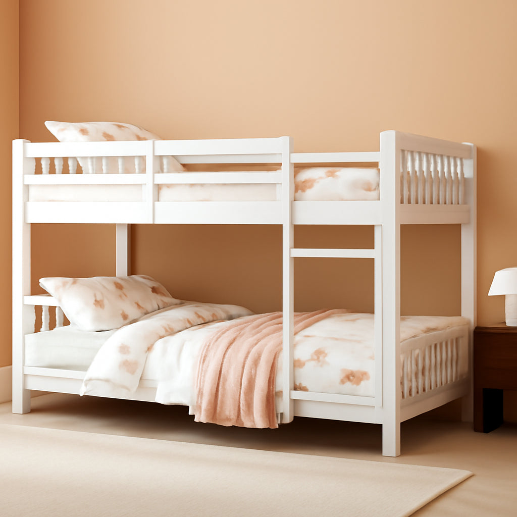 Low Profile White Solid Wood Twin Over Bunk Bed Guardrails by ShipItFurniture