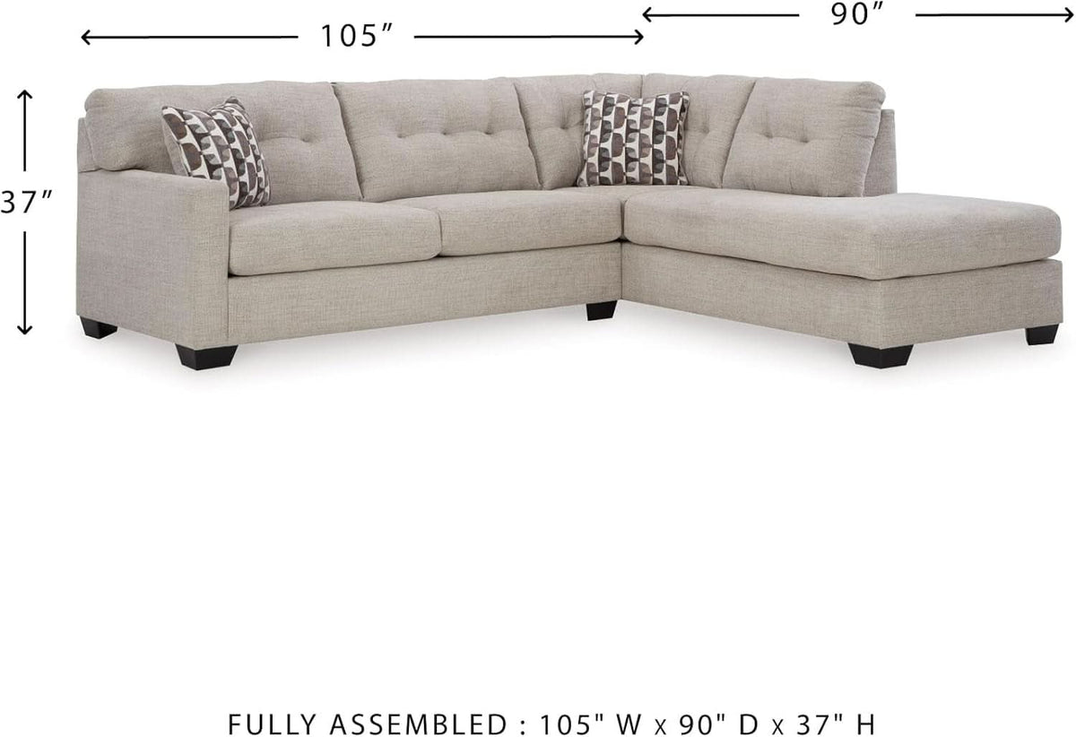 Beige Sleeper Sectional Featuring Chaise Memory Foam by ShipItFurniture