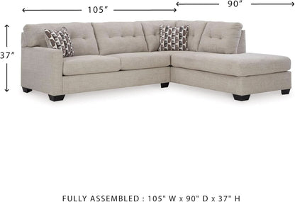 Beige Sleeper Sectional Featuring Chaise Memory Foam by ShipItFurniture