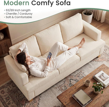 Beige Chenille Sleeper Sofa Three-Seater Loveseat Set by ShipItFurniture