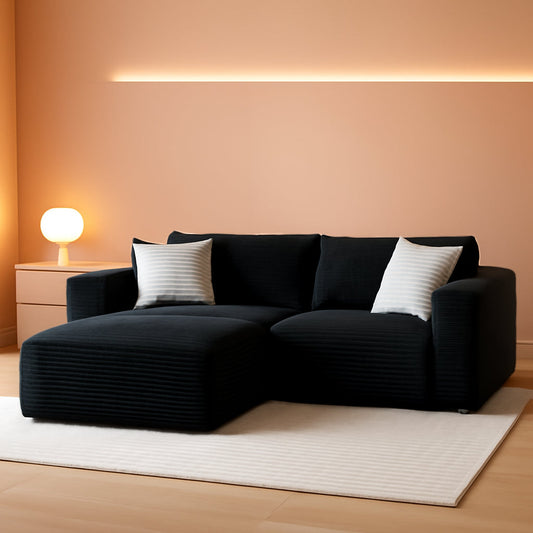 108 Inches Left Facing High End Sectional Sofa Black by ShipItFurniture