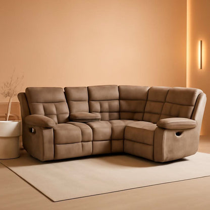 Brown Manual Reclining Sectional Sofa With Cup Holders by ShipItFurniture