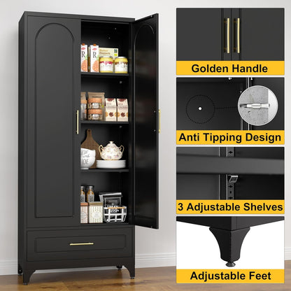 75In Black Industrial Pantry Cabinetry With Drawers by ShipItFurniture