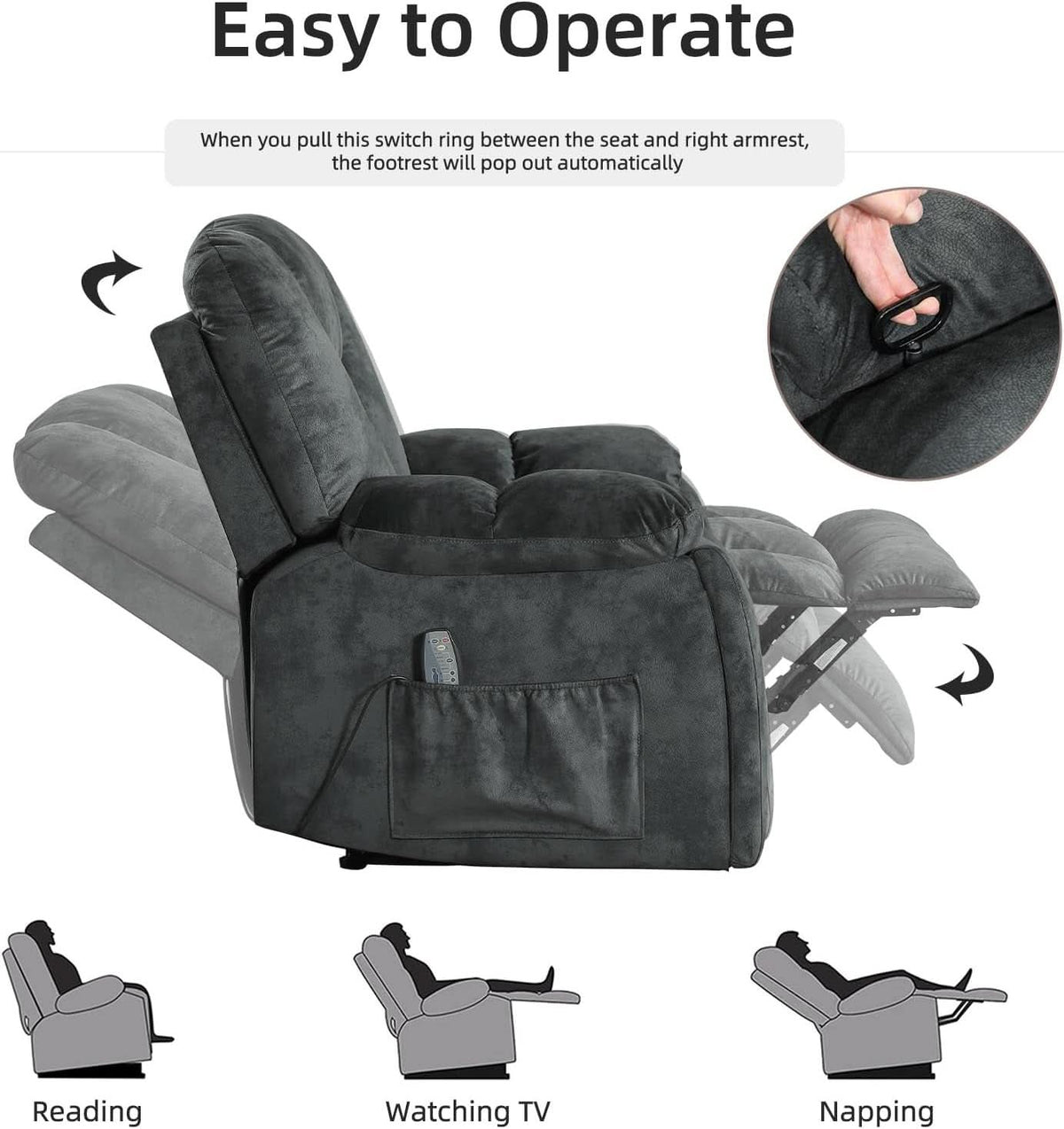 Grey Extra Wide Loveseat Recliner Sofa For Two Cup Holders by ShipItFurniture