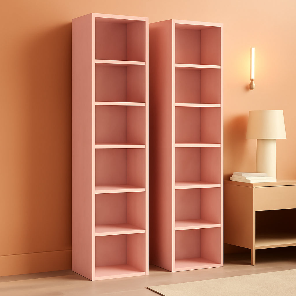 Tall Narrow Floor standing Bookshelf With Eight Shelves by ShipItFurniture