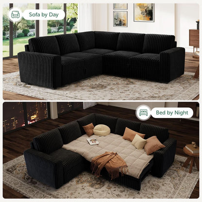 Modular Sleeper Sectional Sofa Charcoal With Storage by ShipItFurniture