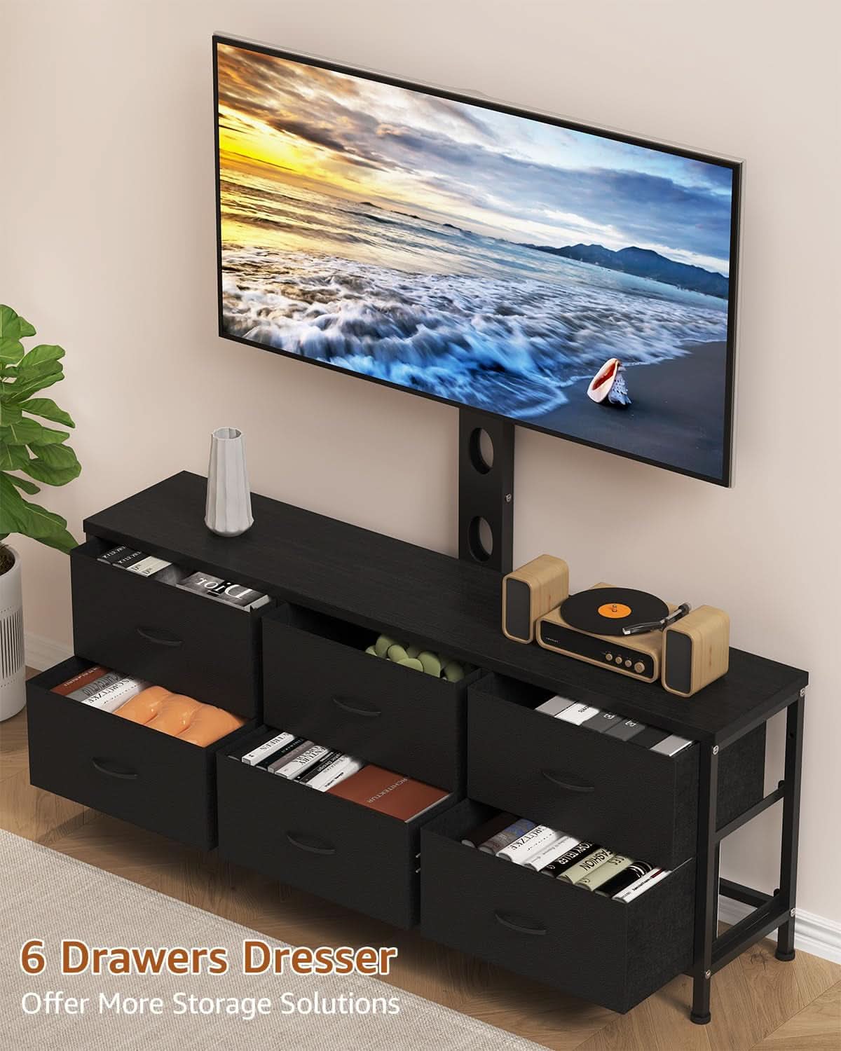 Black TV Entertainment Stand With Adjustable Mount by ShipItFurniture