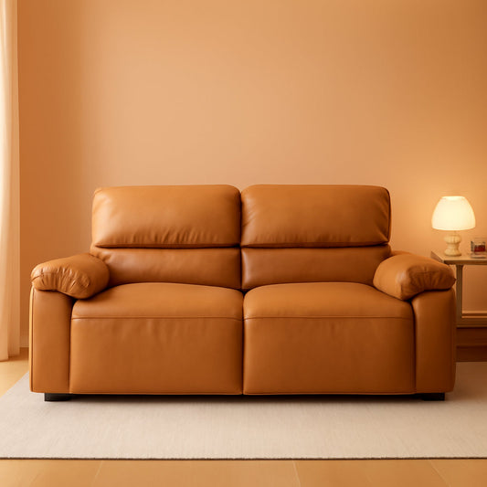 68 Inch PU Leather Loveseat Mid CenturyModern Brown by ShipItFurniture
